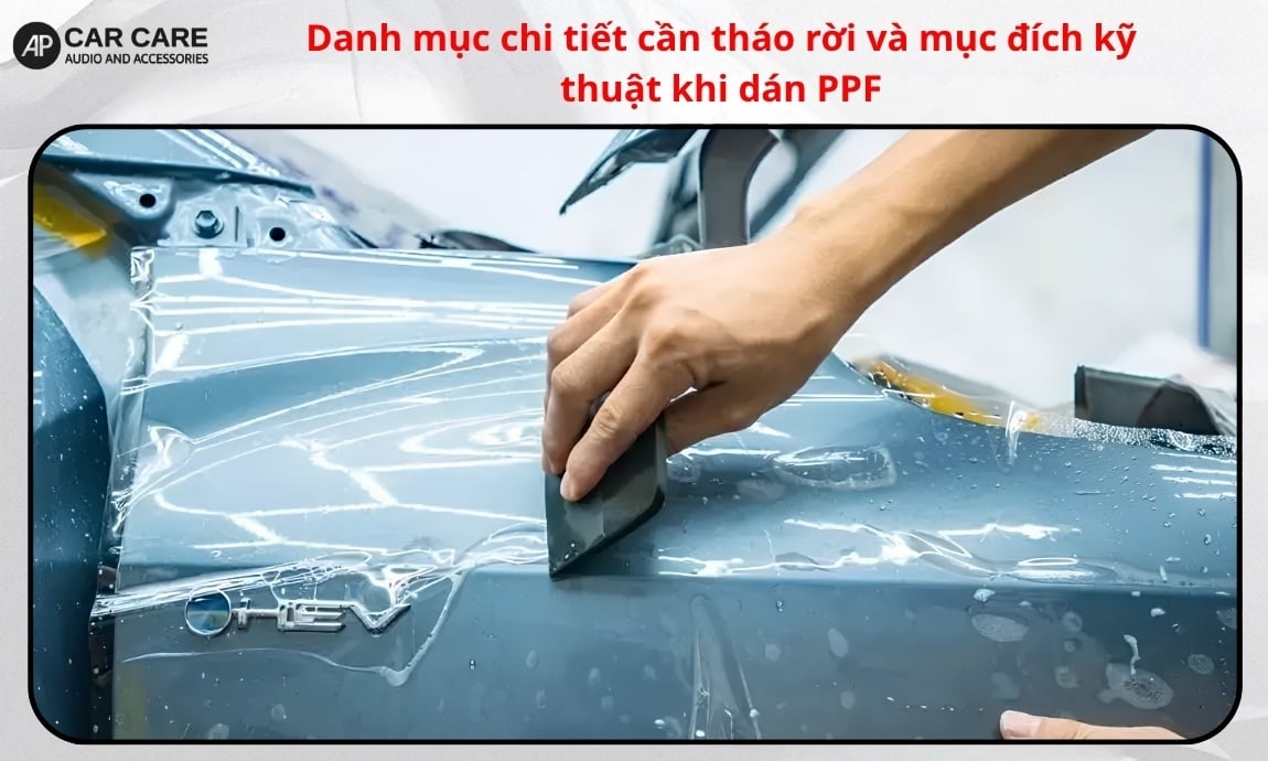 Danh mục chi tiết cần tháo rời và mục đích kỹ thuật khi dán PPF