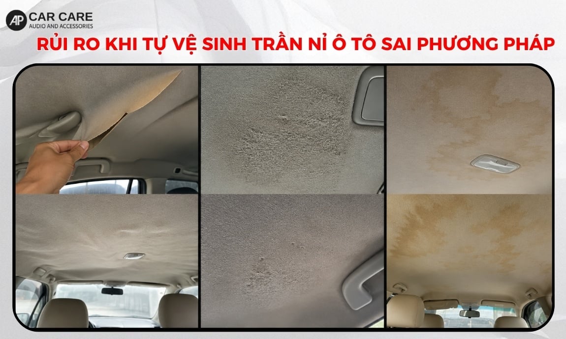 Rủi ro&nbsp;khi tự vệ sinh trần nỉ ô tô sai phương pháp