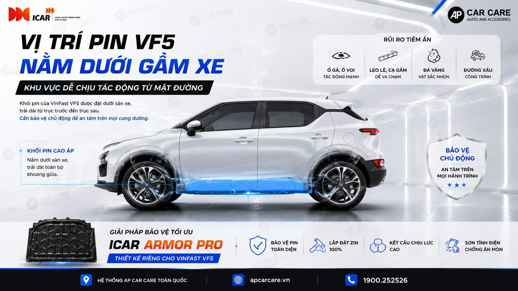 Vị trí Pin Vf5 nằm dưới gầm xe
