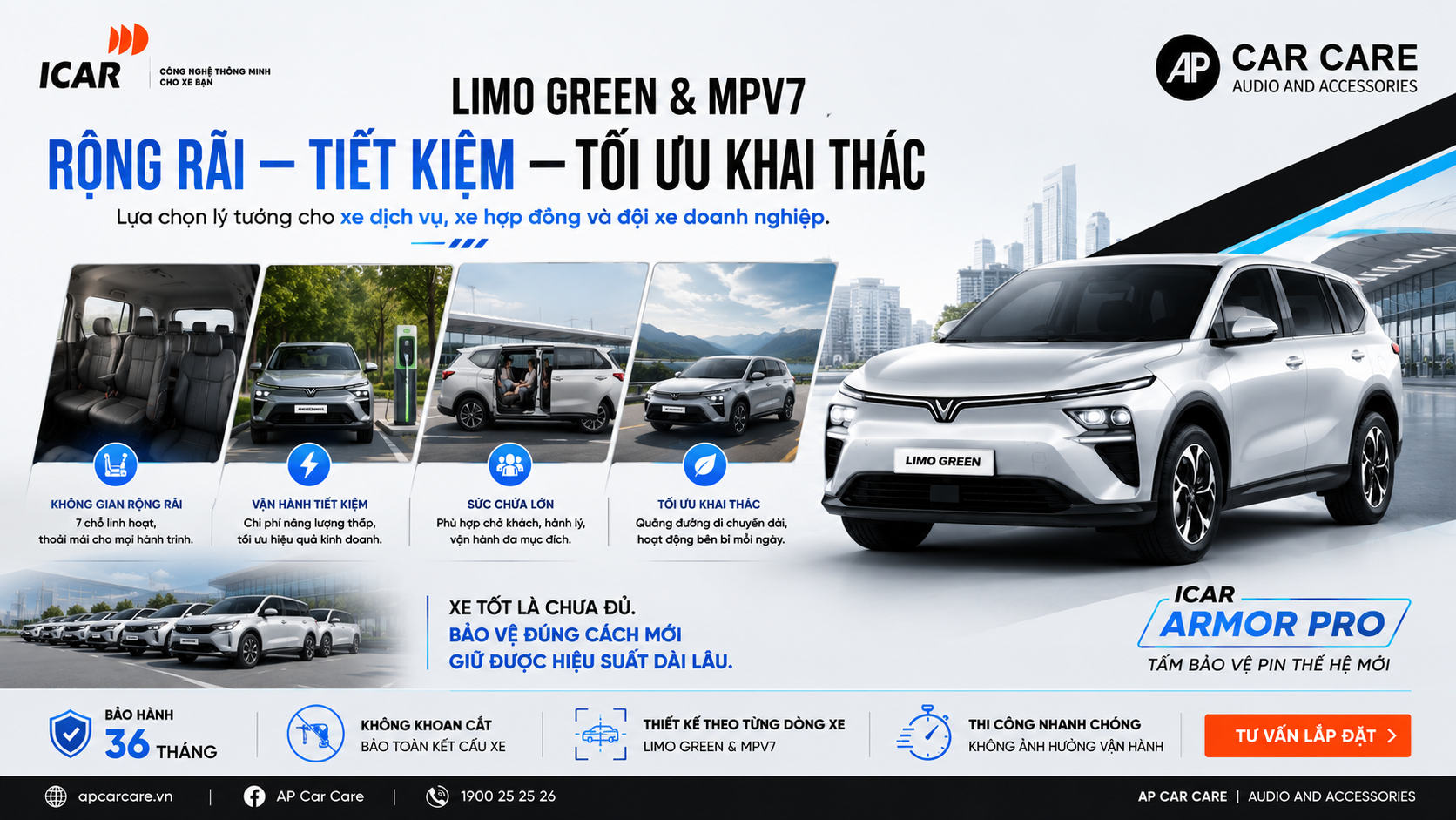 Limo Green MPV7 Rộng rãi tiết kiệm tối ưu khai thác