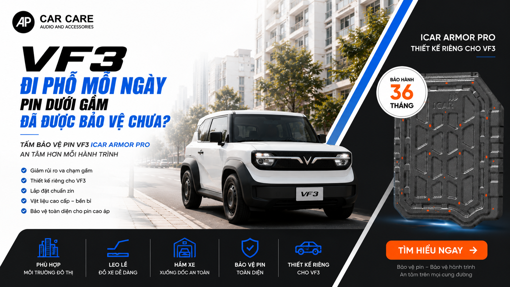 Vf3 đi phố mỗi ngày - Pin dưới gầm đã được bảo vệ chưa
