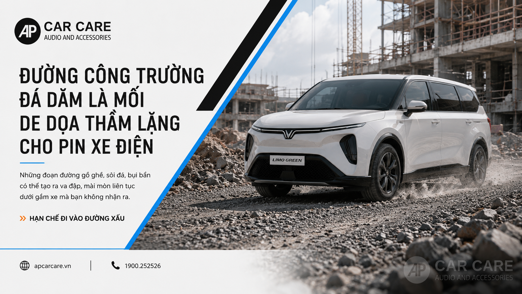 Đường công trường đá dăm là mối đe doạ thầm lặng cho pin xe điện.