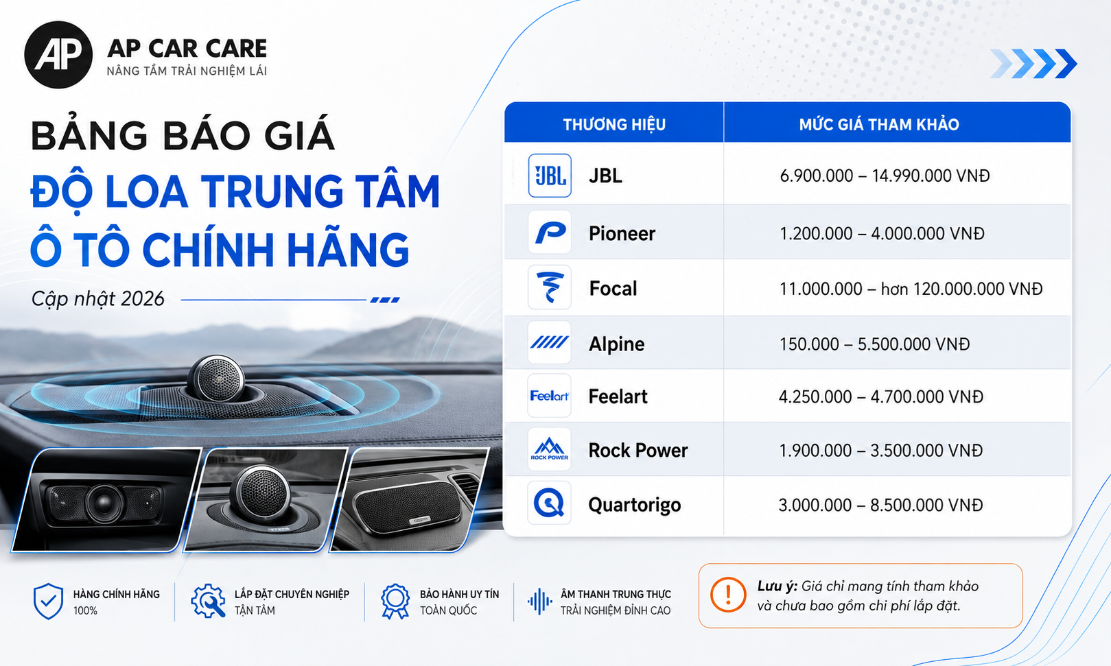 Bảng giá loa center ô tô chính hãng