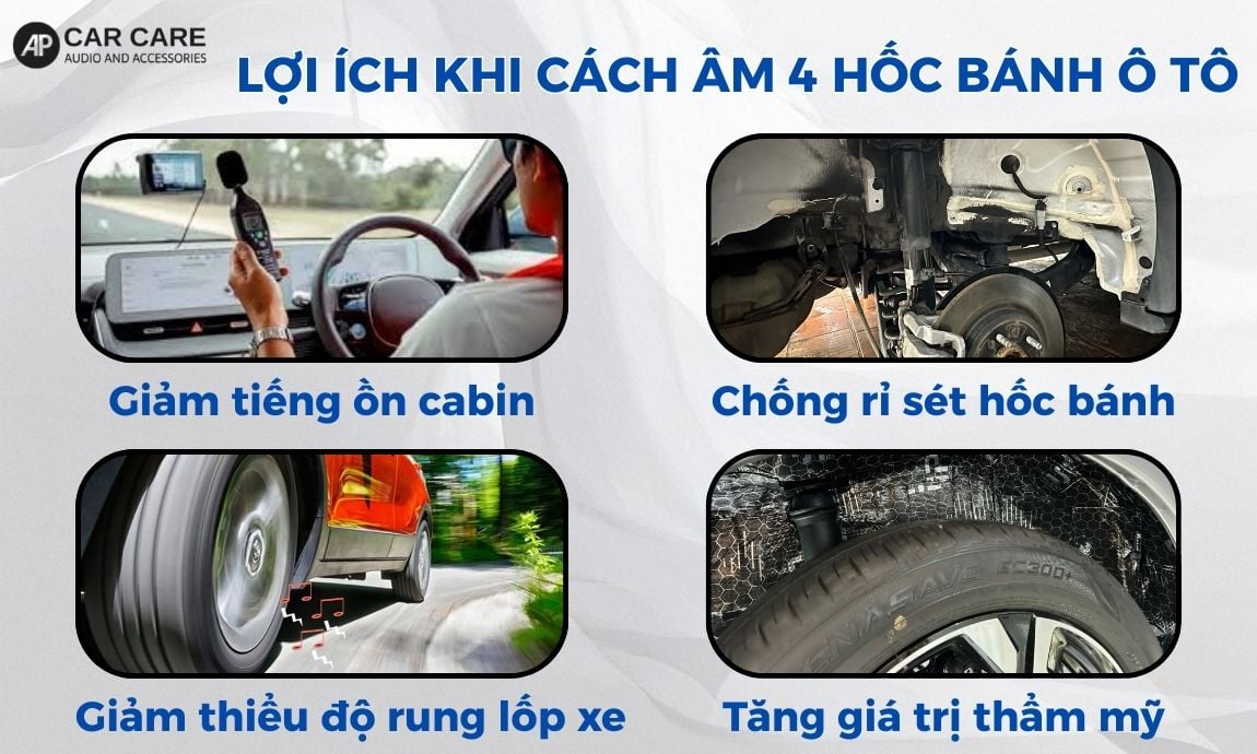 Lợi ích khi cách âm 4 hốc bánh ô tô