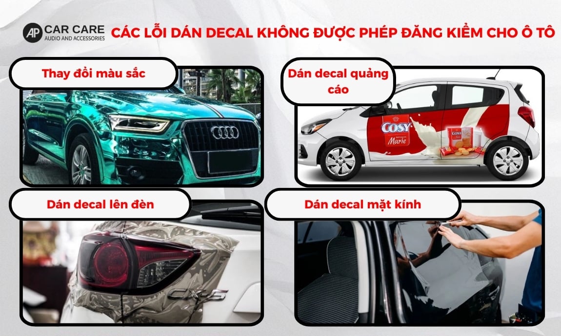 Các lỗi dán decal không được phép đăng kiểm xe ô tô