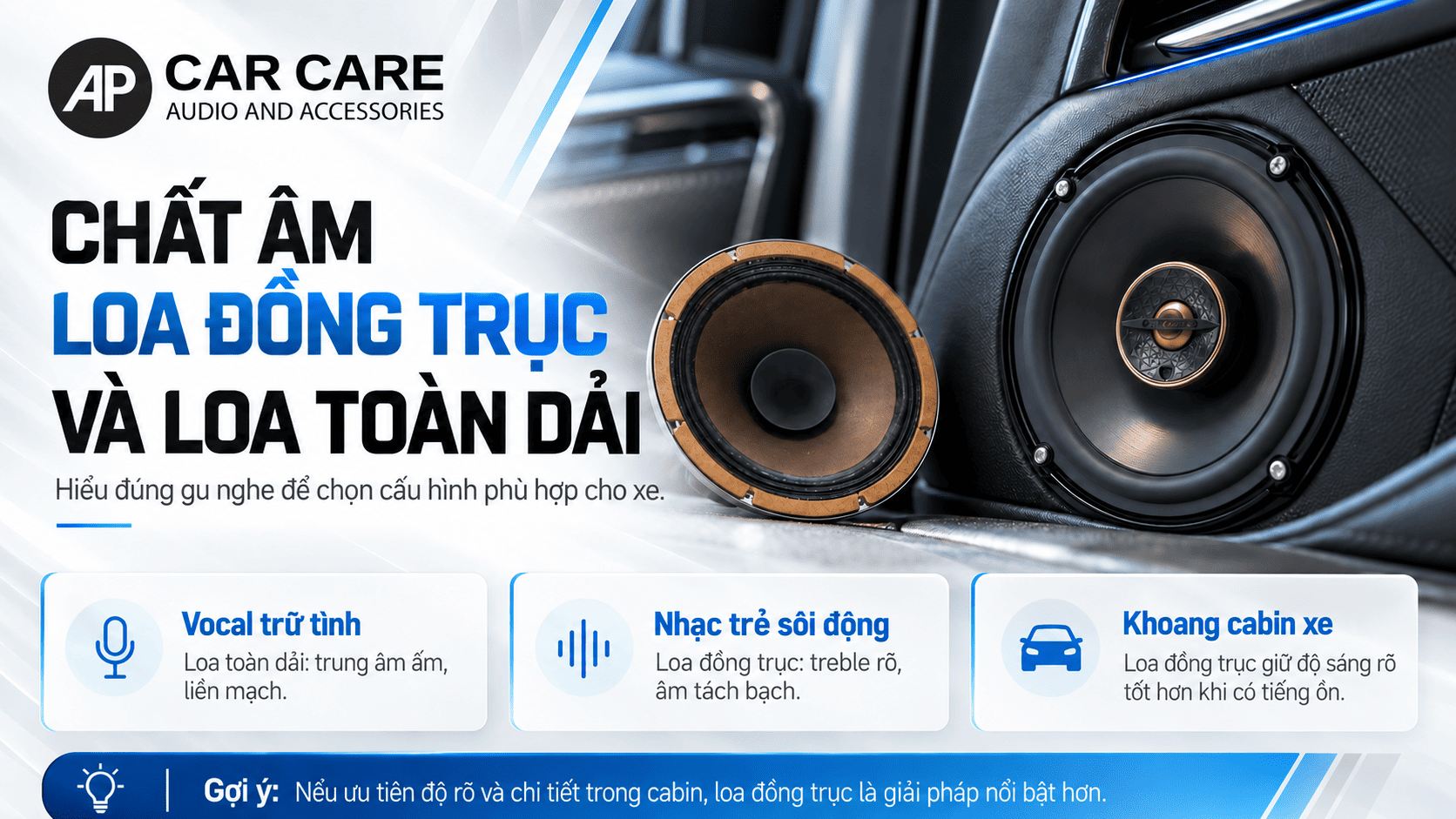 Trải nghiệm chất âm loa đồng trục trên cánh cửa xe ô tô
