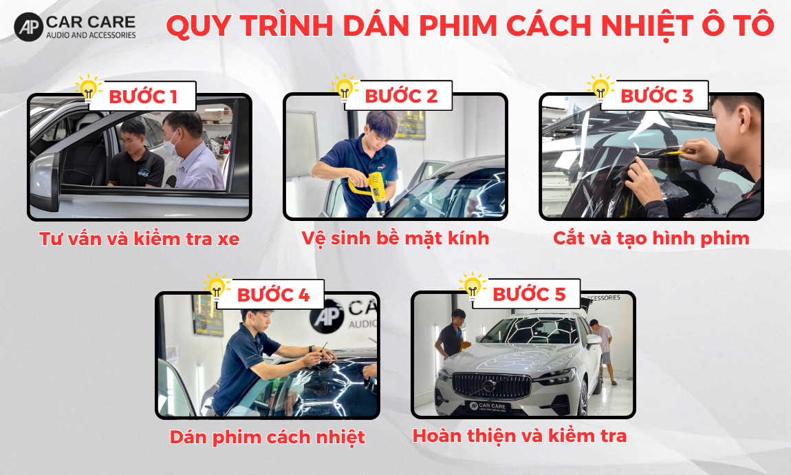 Quy trình dán phim cách nhiệt cho xe ô tô