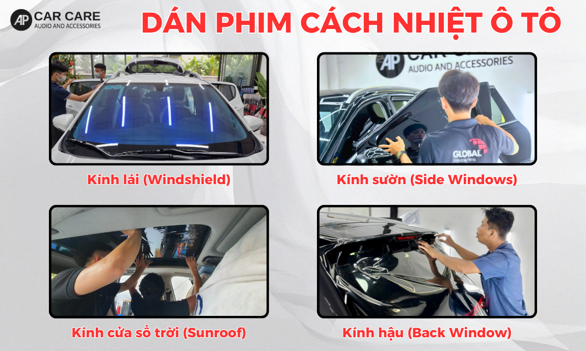 Những vị trí nên dán phim cách nhiệt cho xe ô tô