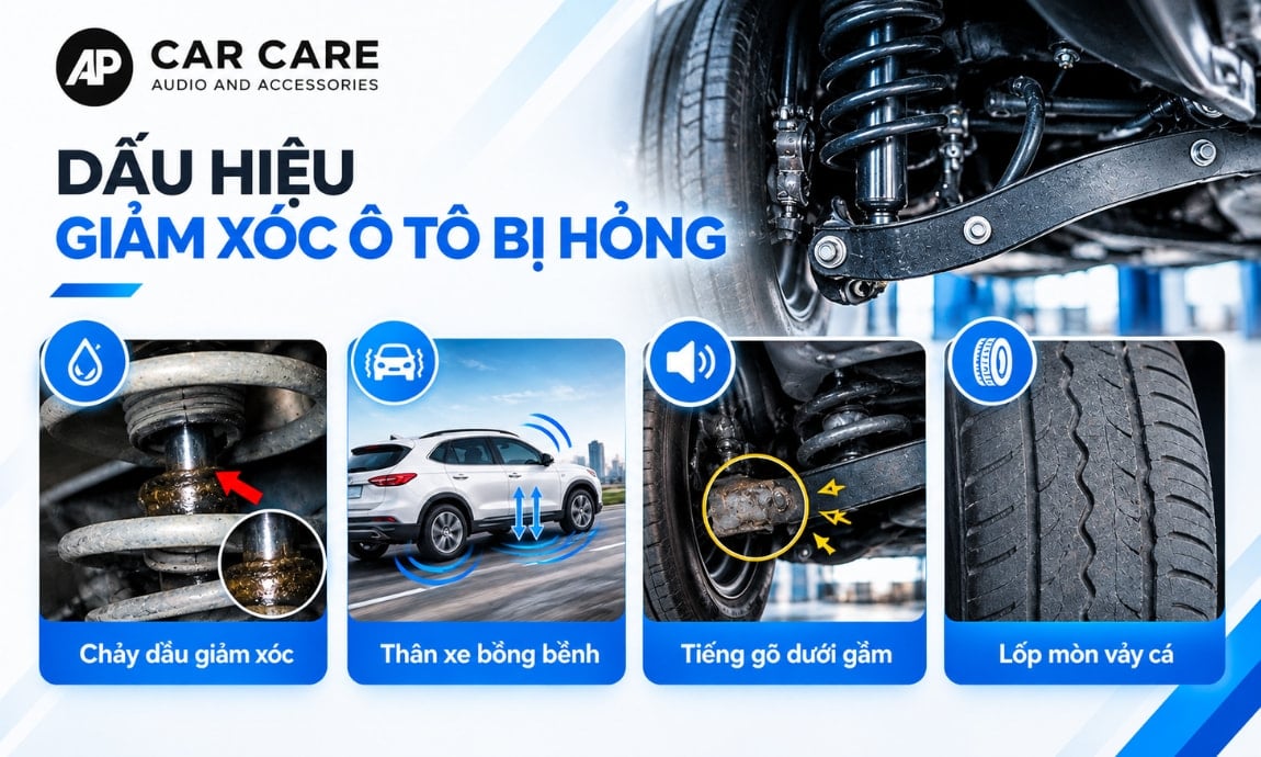 Dấu hiệu giảm xóc ô tô bị hỏng cần kiểm tra sớm