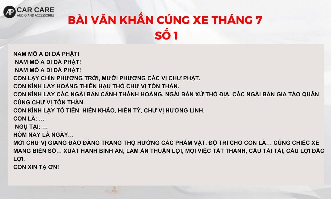 Bài văn khấn cúng xe rằm tháng 7 âm lịch