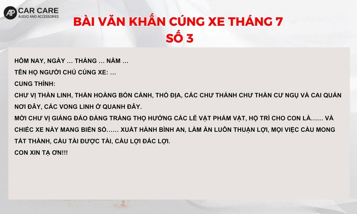 bài văn khấn cúng xe rằm tháng 7 âm lịch số 3