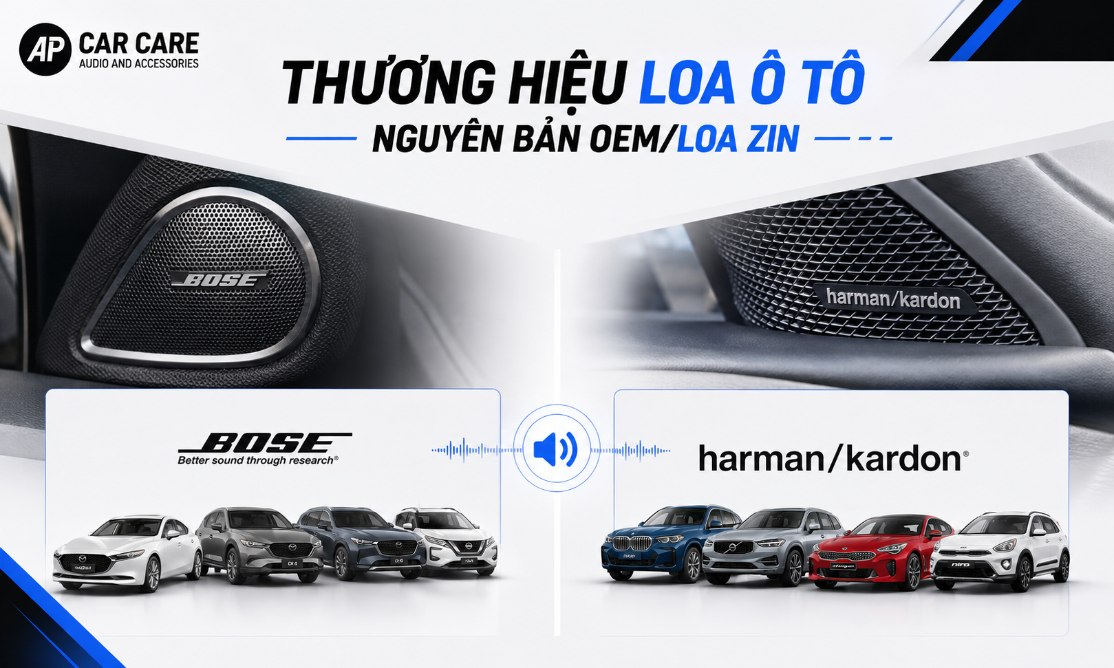 Nhóm thương hiệu âm thanh trên các dòng xe trung