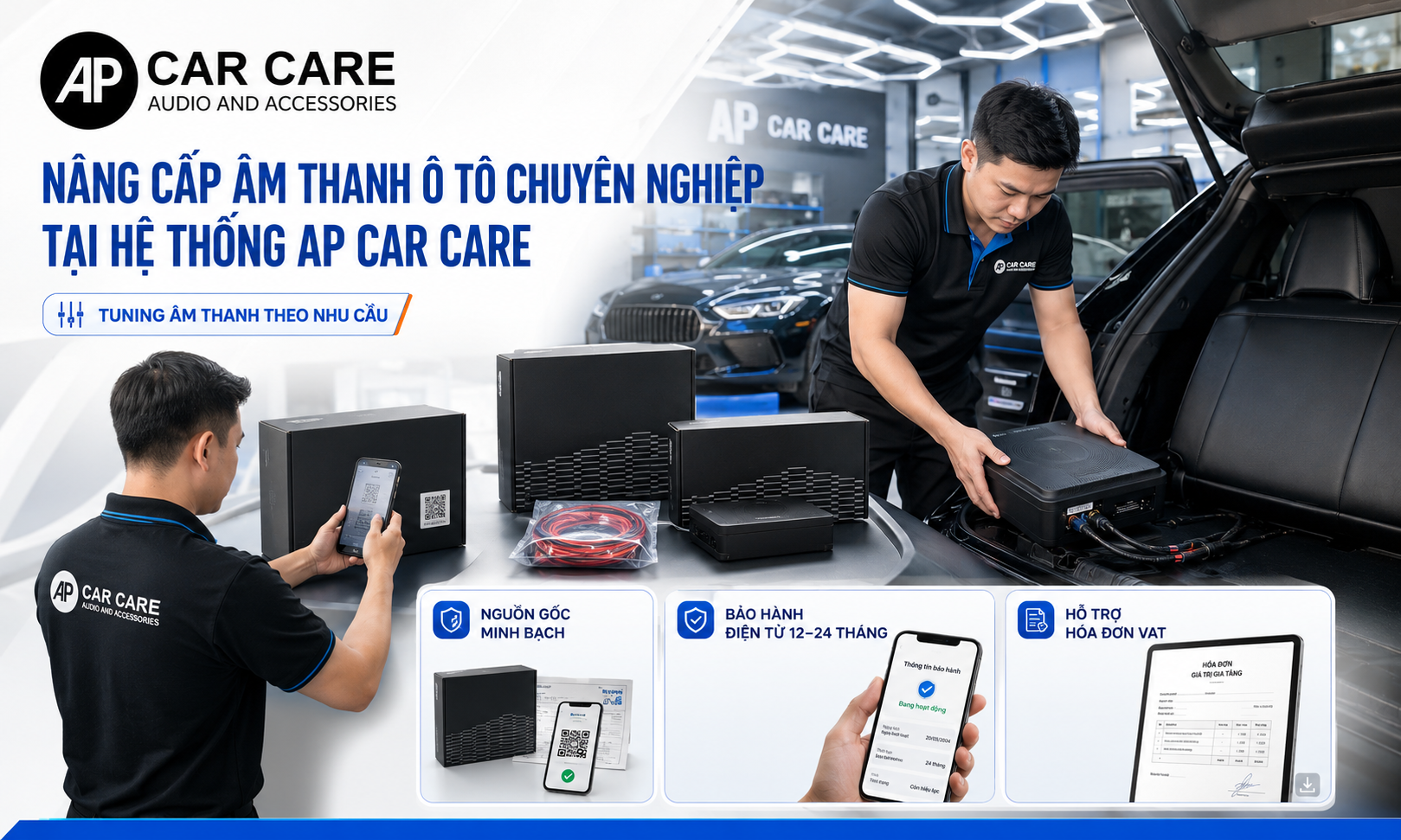 Nâng cấp âm thanh ô tô chuyên nghiệp tại hệ thống AP Car Care
