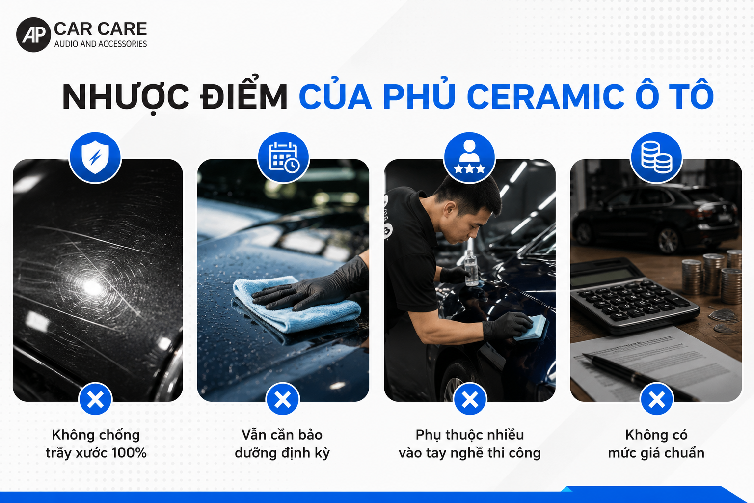 Nhược điểm của phủ ceramic ô tô cần biết trước khi làm