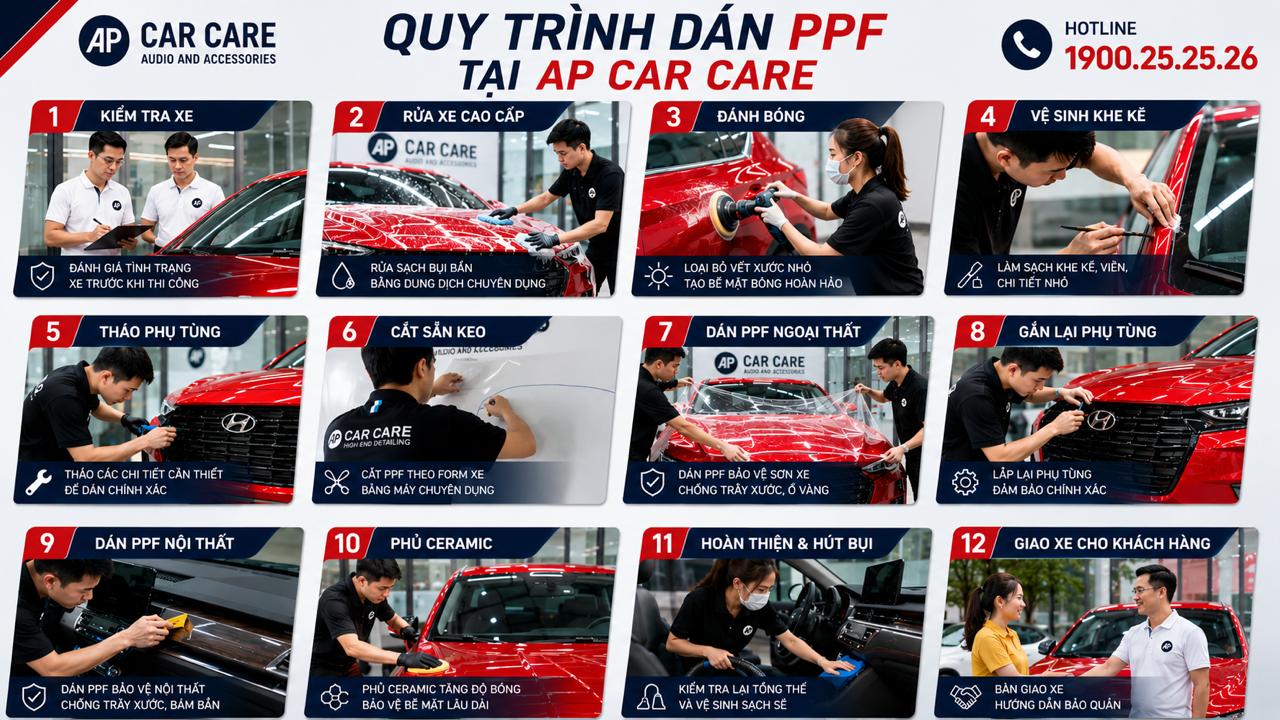 Quy trình dán PPF cho xe hơi đạt chuẩn tại AP Car Care