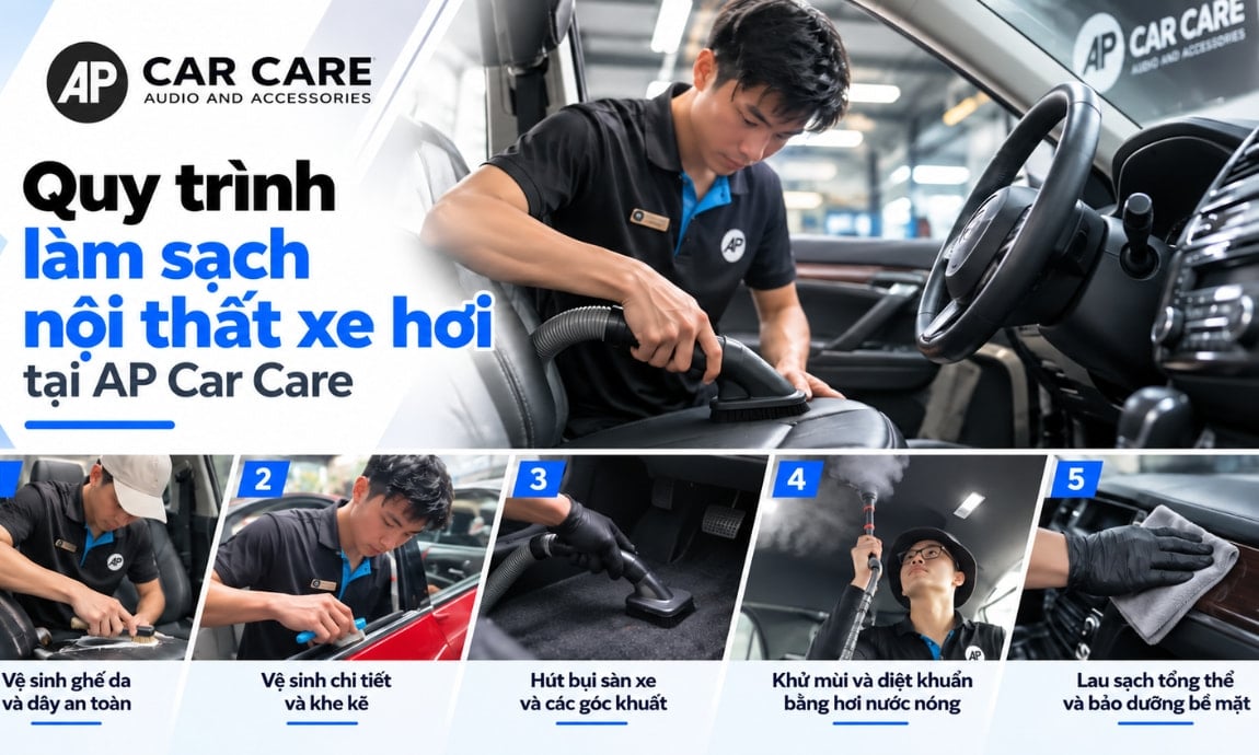 Quy tr&igrave;nh l&agrave;m sạch nội thất xe hơi tại CARZIP