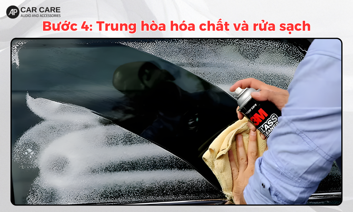 Quy trình tẩy ố kính lái xe ô tô chuyên nghiệp, chuẩn detailing tại AP Car Care
