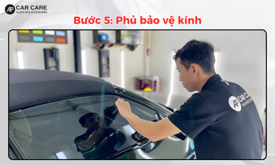 Quy trình tẩy ố kính lái xe ô tô chuyên nghiệp, chuẩn detailing tại AP Car Care