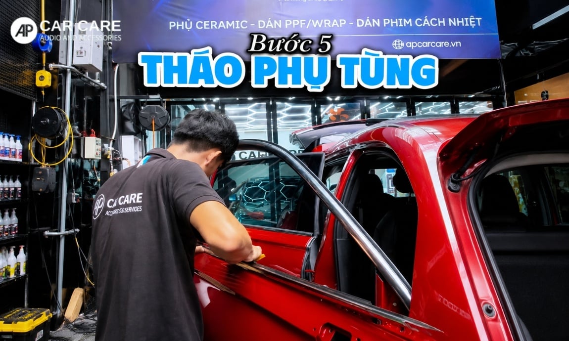 Bước 5: Tháo rời phụ tùng ngoại thất để thi công cuốn mép