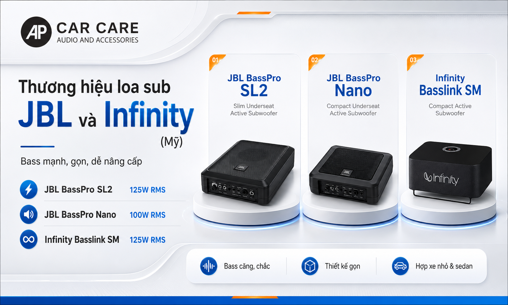 Thương hiệu loa sub JBL và Infinity (Mỹ)