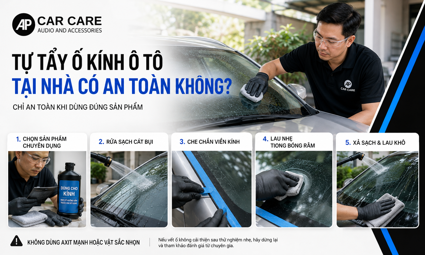 Tự tẩy ố kính ô tô tại nhà có an toàn không