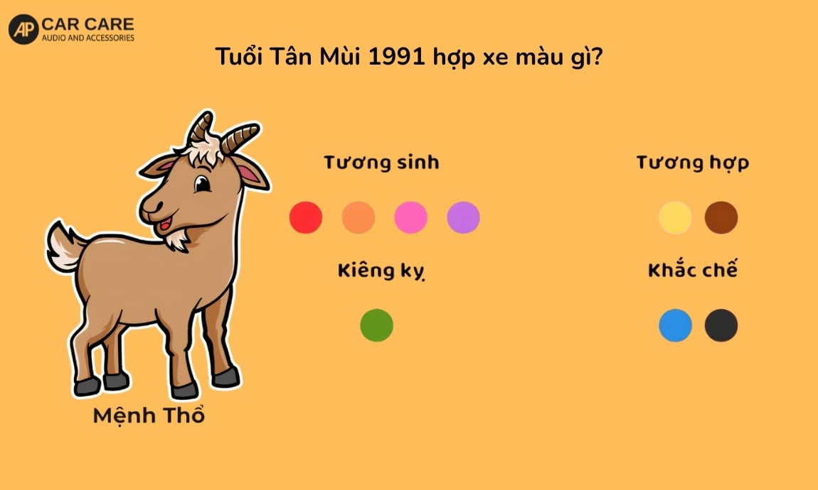 Tuổi Tân Mùi 1991 hợp xe màu gì?
