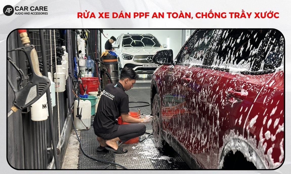 Hướng dẫn rửa xe sau khi dán PPF an toàn, chống trầy xước