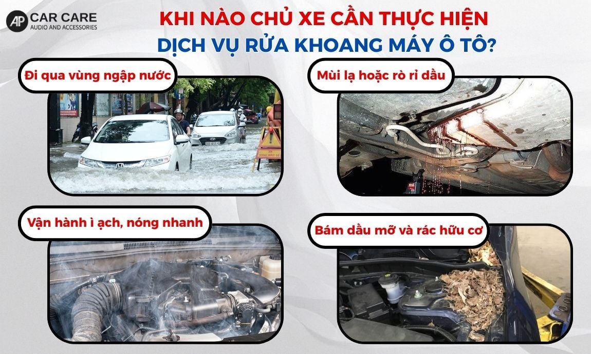 Khi nào chủ xe cần thực hiện dịch vụ rửa khoang máy ô tô