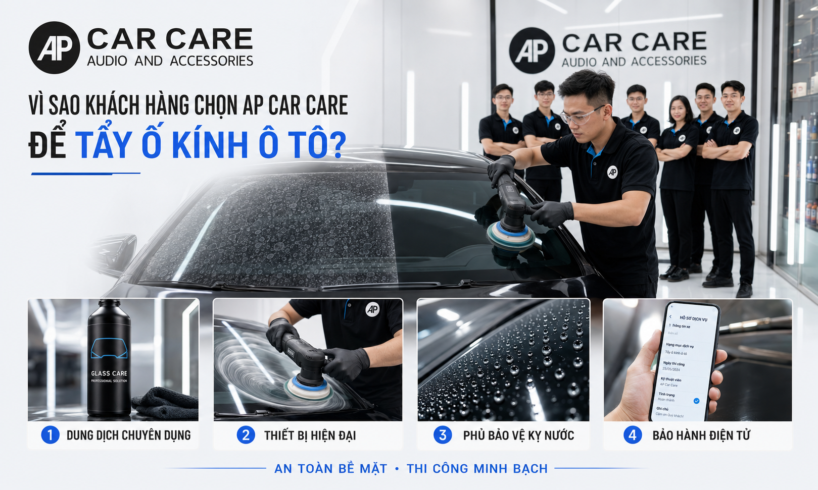 Vì sao khách hàng chọn CARZIP để tẩy ố kính ô tô tại TP.HCM