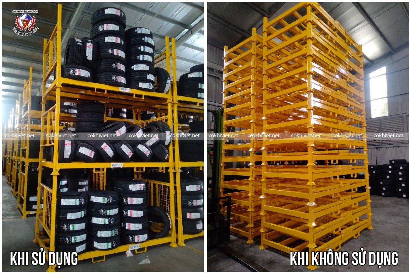 pallet sắt chứa lốp xe