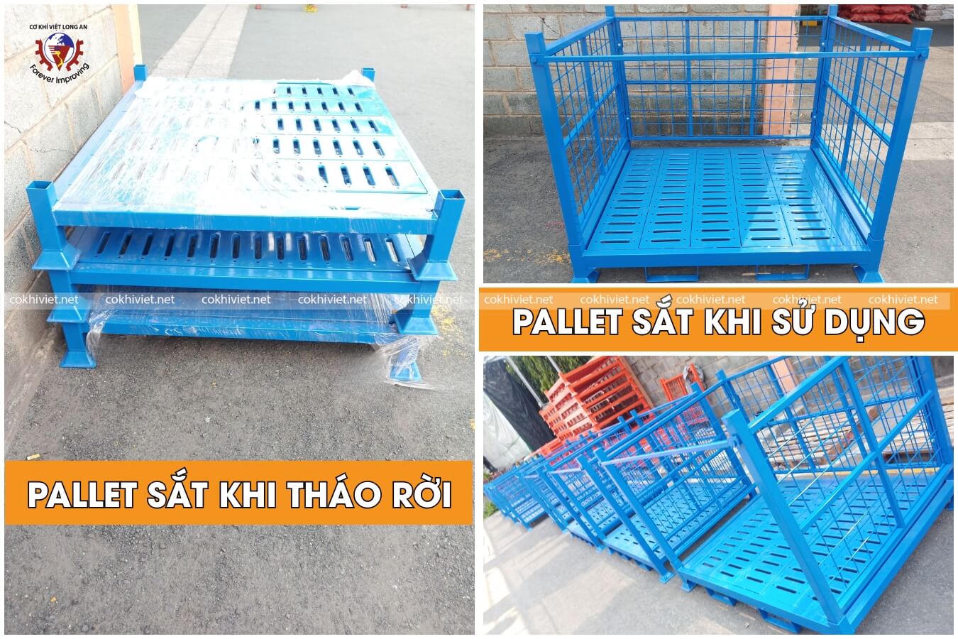pallet sắt xếp chồng tháo rời
