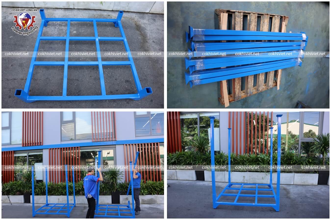 pallet sắt xếp chồng tháo rời