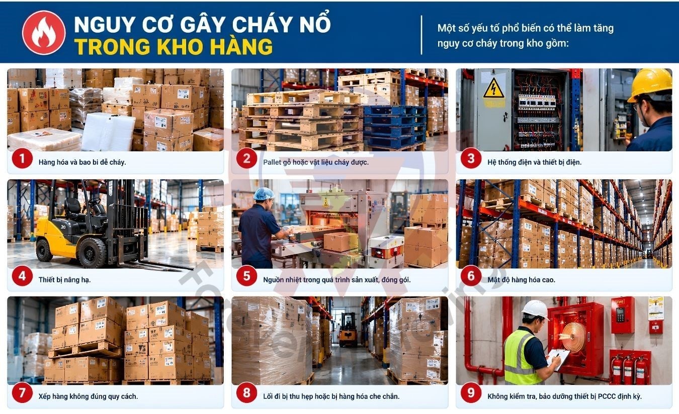 nguy cơ cháy nổ trong kho hàng