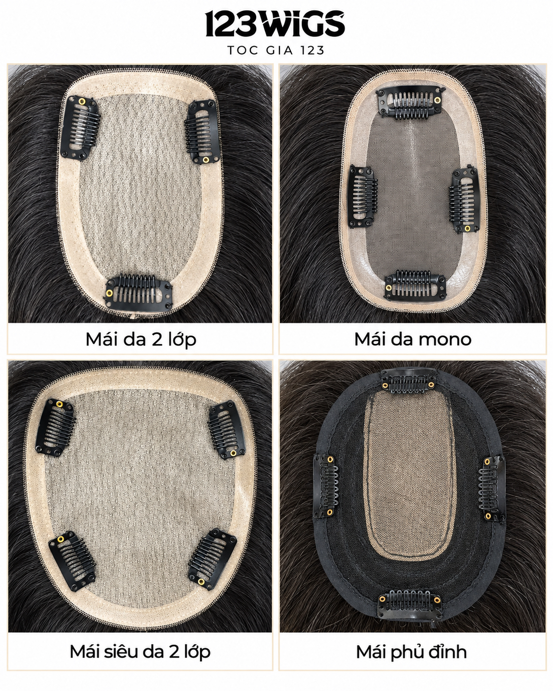 Mái phủ đỉnh tóc thật trung niên - Xoăn đuôi - MS1011