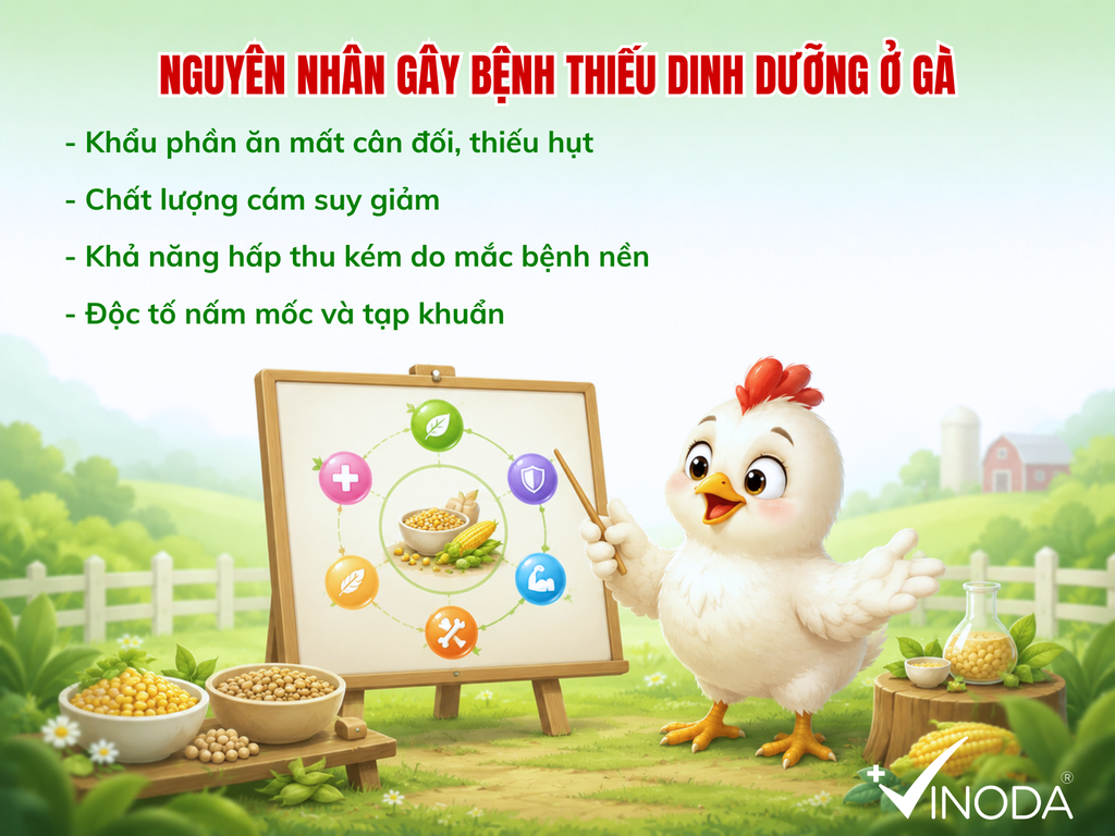 Các nguyên nhân gây bệnh thiếu dinh dưỡng ở gà