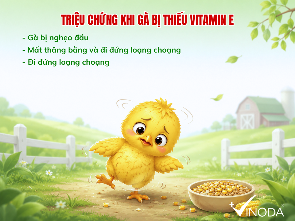 Các triệu chứng khi gà bị thiếu vitamin E