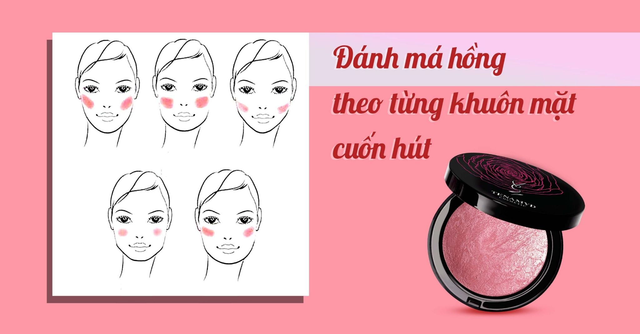 Đánh má hồng theo từng khuôn mặt