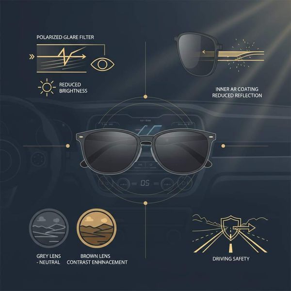 Kính Mát Cho Người Lái Xe: Phân Tích Chuyên Sâu Về Màu Tròng và Lớp Phủ An Toàn