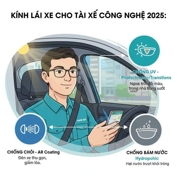 Kính Lái Xe Cho Tài Xế Công Nghệ 2025: Hướng Dẫn Toàn Diện
