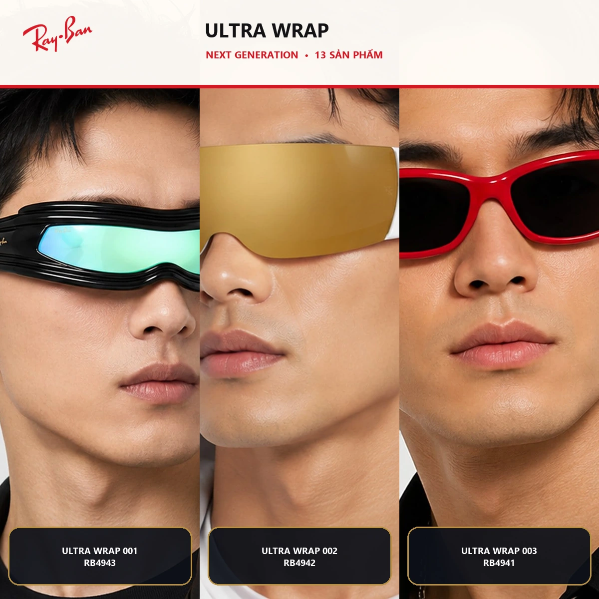 So sánh Rayban A$AP Rocky Ultra Wrap 001 002 và 003