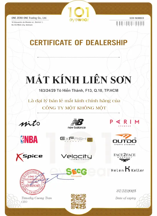 Giấy chứng nhận 101eyewear