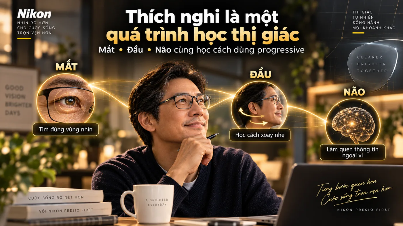 Thích nghi progressive là quá trình mắt đầu và não cùng học cách sử dụng vùng nhìn