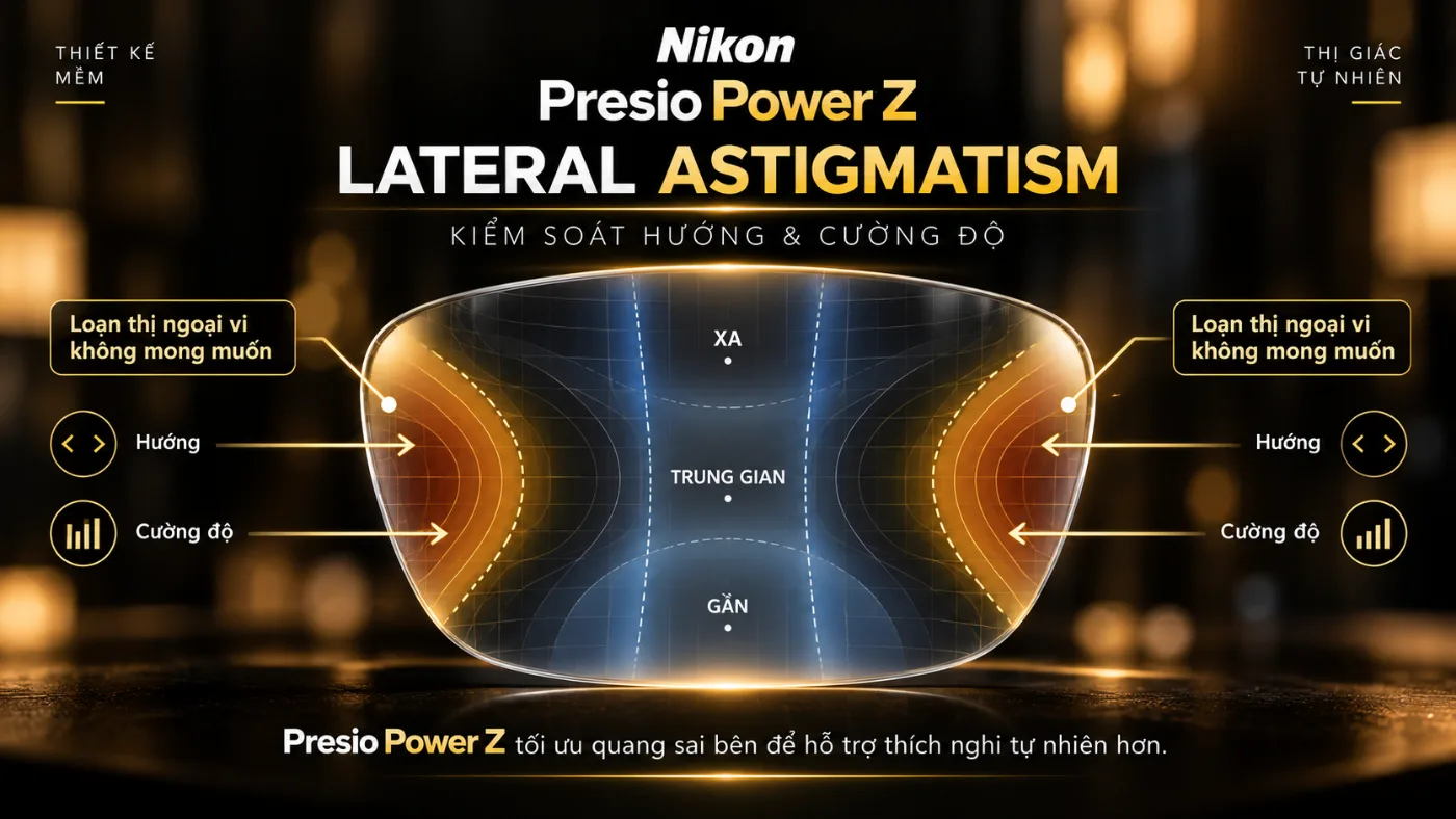 Lateral astigmatism ở vùng ngoại vi trên tròng Nikon Presio Power Z