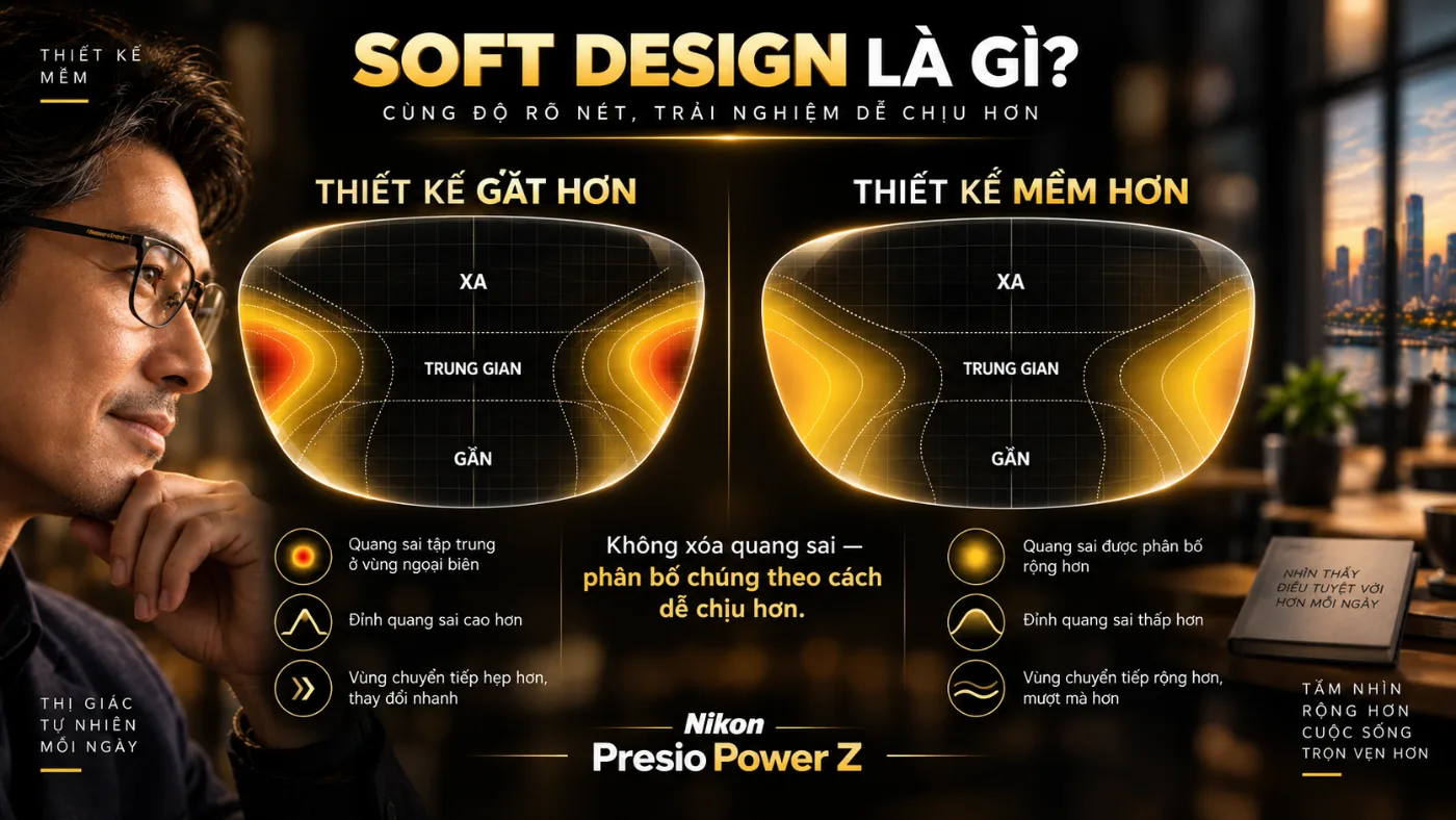 So sánh thiết kế progressive gắt hơn và soft design của Nikon Presio Power Z