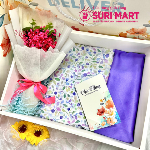 Combo Quà Tặng 20-11 Sang Trọng – Bộ Vải Áo Dài & Hoa Sáp Ý Nghĩa