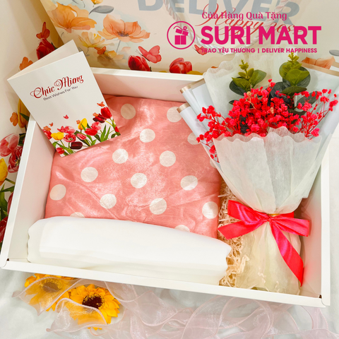 Set Bộ Hộp Combo Quà Tặng Vải Áo Dài Tơ Óng – Món Quà Sang Trọng Cho Dịp Đặc Biệt