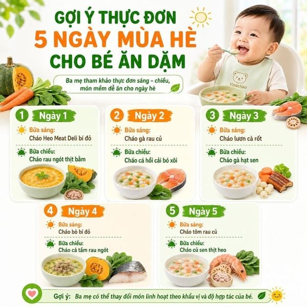 Gợi ý thực đơn 5 ngày mùa hè cho bé ăn dặm