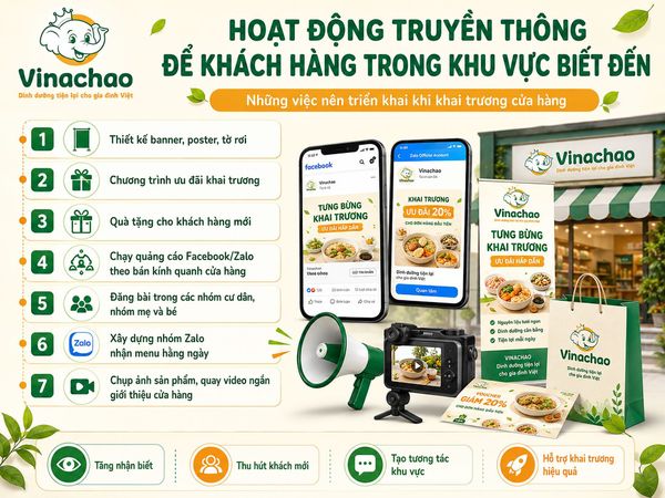 hoạt động truyền thông khai trương cửa hàng cháo dinh dưỡng nhượng quyền