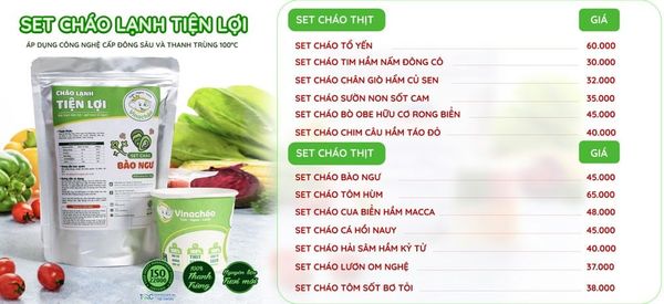 Set cháo lạnh Vinachao cho bé từ 6 tháng tuổi.