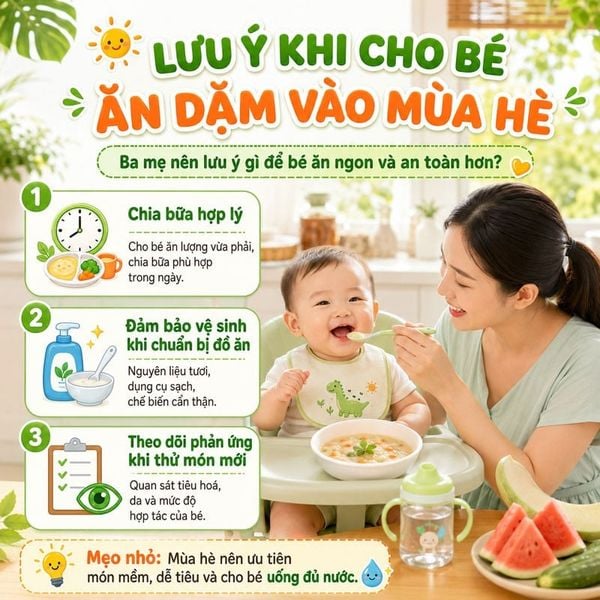 Lưu ý khi cho bé ăn dặm vào mùa hè